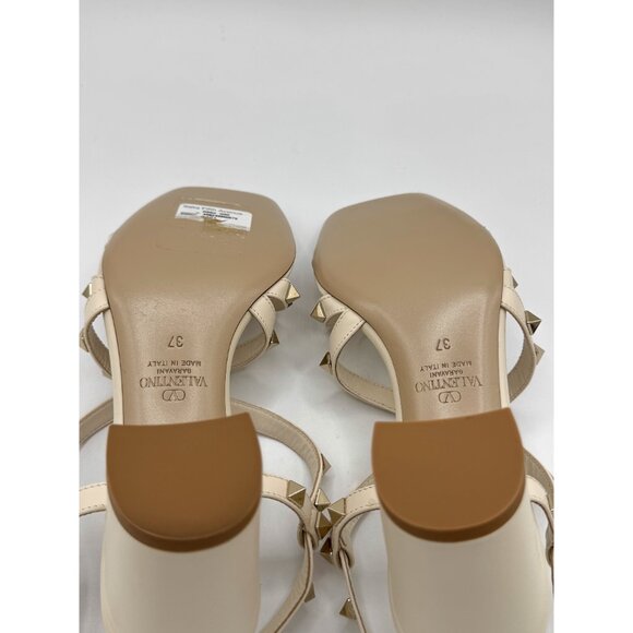 Valentino Garavani Cream Leather Rockstud Sandals 60 - Picture 13 of 15